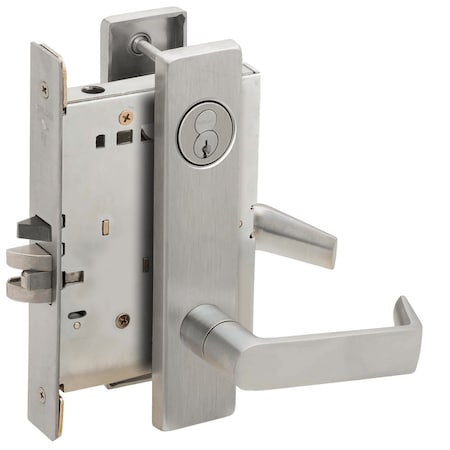 Grade 1 Storeroom Mortise Lock, Schlage FSIC With Core, S123 Keyway, 06 Lever, L Escutcheon, Satin S